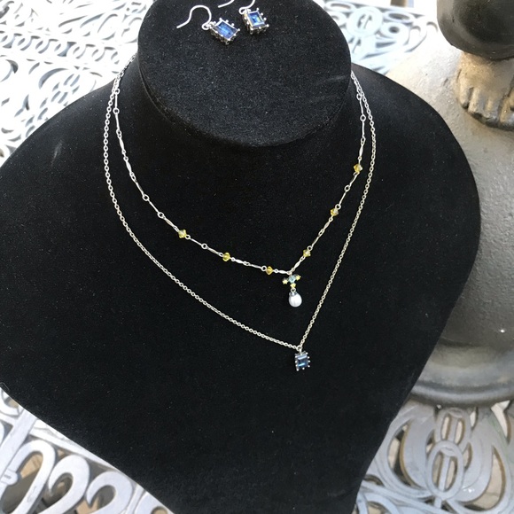 Vintage Y2K Gerard Yosca New York 2 Tiered Necklace matching earrings Set - Picture 6 of 12